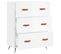 Commode Blanc Brillant 69,5 X 34 X 90 Cm Bois Contreplaqué