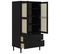 Armoire Senja Aspect Rotin Noir 90x55x175 Cm Bois Massif Pin