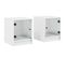 Lot De 2 Tables De Chevet Avec Portes En Verre - Tables De Nuit Blanc 35x37x42 Cm