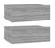 Lot De 2 Tables De Chevet Murales - Tables De Nuit Flottantes Sonoma Gris 40x30x15 Cm