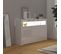 Buffet - Bahut - Meuble De Rangement Avec Lumières LED Blanc Brillant 115,5x30x75 Cm