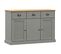 Buffet Avec 3 Tiroirs - Bahut - Meuble De Rangement 113x40x75 Cm Gris Bois Massif De Pin