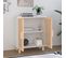 Buffet - Bahut - Meuble De Rangement Blanc 60x30x70 Cm Bois De Pin Massif Et Rotin Naturel