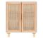 Buffet - Bahut - Meuble De Rangement Blanc 60x30x70 Cm Bois De Pin Massif Et Rotin Naturel