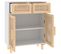 Buffet - Bahut - Meuble De Rangement Blanc 60x30x75 Cm Bois De Pin Massif Et Rotin Naturel