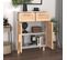 Buffet - Bahut - Meuble De Rangement Blanc 60x30x75 Cm Bois De Pin Massif Et Rotin Naturel