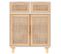 Buffet - Bahut - Meuble De Rangement Blanc 60x30x75 Cm Bois De Pin Massif Et Rotin Naturel