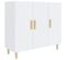 Buffet - Bahut - Meuble De Rangement Blanc Brillant 90x34x80 Cm Bois D'ingénierie