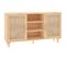 Buffet - Bahut - Meuble De Rangement Marron 105x30x60 Cm Bois De Pin Massif Et Rotin Naturel