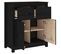 Buffet - Bahut - Meuble De Rangement Noir 70x35x80 Cm Bois Massif De Pin