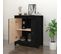 Buffet - Bahut - Meuble De Rangement Noir 70x35x80 Cm Bois Massif De Pin