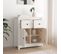 Buffet - Bahut - Meuble De Rangement Blanc 70x35x80 Cm Bois Massif De Pin