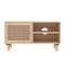 Meuble TV - Banc TV - Meuble De Rangement Marron 80x30x40cm Bois De Pin Massif Et Rotin Naturel