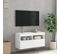 Meuble TV Mural - Mur TV - Meuble De Rangement Pour Salon Avec Lumières LED Blanc 80x30x40 Cm