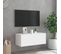 Meuble TV Mural - Mur TV - Meuble De Rangement Pour Salon Avec Lumières LED Blanc 80x35x31 Cm