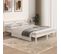 Lit Double - Lit Adulte Simple - Cadre De Lit Bois Massif De Pin 140x190 Cm Blanc