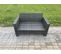 6pc Salon De Jardin En Rotin Ave 2 Petit Tabouret Canapé Deux Places Gris Foncé