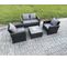 4 Pièces Salon De Jardin Ave Chaise Table Basse Carrée Canapé Deux Places Gris Foncé