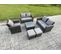 7 Places Salon De Jardin En Rotin Ave Table Basse Chaise 2 Petit Tabouret Gris Foncé