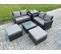 6 Places Salon De Jardin En Rotin Ave 2 Grand Tabouret Table D'appoint Gris Foncé