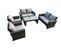 6 Places Gris Foncé Salon De Jardin En Rotin Table Basse Ave Canapé D'amour Fauteuil