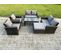 7 Places Gris Foncé Salon De Jardin En Rotin Table Basse Ave Canapé D'amour Grand Tabouret