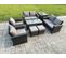 8 Places Gris Foncé Salon De Jardin En Rotin Table Basse Ave Canapé D'amour 2 Petit Tabouret