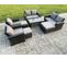 9 Places Gris Foncé Salon De Jardin En Rotin Table Basse Ave Canapé D'amour Fauteuil 3 Tabouret