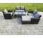 5pcs Salon De Jardin En Rotin Ave Table Basse Grand Tabouret Gris Foncé