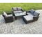 5pcs Salon De Jardin En Rotin Ave Table Basse Grand Tabouret Gris Foncé