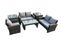 6pcs Salon De Jardin En Rotin Ave Table Basse 2 Table D'appoint Gris Foncé