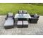 Salon De Jardin En Rotin 7 Places Table Élévatrice 3 Tabouret Gris Foncé