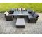 7pcs Salon De Jardin En Rotin Ave 2 Table D'appoint Grand Tabouret Gris Foncé