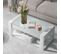 Table Basse Avec Plateau En Verre, Compartiments De Rangement, Blanc 100 X 50 X 40 Cm