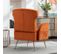 Fauteuil De Salon En Velours Avec Pieds Dorés - Orange