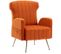 Fauteuil De Salon En Velours Avec Pieds Dorés - Orange