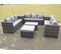 Salon De Jardin En Rotin Avec 3 Places Canapé Table Basse Tabourets Mélange Gris Foncé