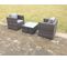 Salon De Jardin En Rotin Avec 2 Chaises Carrée Table Basse Tabourets Mélange Gris Foncé