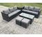 Salon De Jardin Pe Rotin Avec Canapé Table Basse 2 Tabourets Mélange Gris Foncé