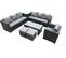 Salon De Jardin Pe Rotin Avec Canapé Table Basse 2 Tabourets Chaise Mélange Gris Foncé