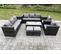 Salon De Jardin Pe Rotin Avec Canapé Table Basse 2 Tabourets 2 Chaises Mélange Gris Foncé