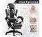 Fauteuil Gamer - Chaise Gaming - Hauteur Réglable - Support Lombaire Et Repose-pieds - Noir Et Blanc