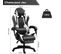 Fauteuil Gamer - Chaise Gaming - Hauteur Réglable - Support Lombaire Et Repose-pieds - Noir Et Blanc