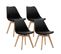 Lot De 4 Chaises - Noir - Chaise Scandinave - Pieds En Bois (4 Chaises Dans Un Colis)