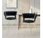 Ensemble de 2 Chaises en Velours, Noires, Design Moderne avec Accoudoirs