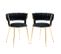 Ensemble de 2 Chaises en Velours, Noires, Design Moderne avec Accoudoirs