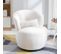 Fauteuil Tournant En Peluche Teddy Blanche Avec Coussin Lombaire