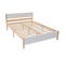 Lit En Bois Double, Cadre En Pin Avec Pied Central, Blanc + Naturel, 140x200 Cm