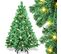 Sapin De Noël Aiguilles De Pin Avec Support Extérieur Flocage 150cm Avec LED Blanc Chaud